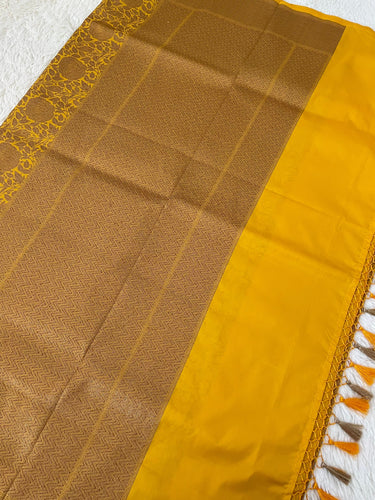 Banarasi Katan Silk Saree | Yellow | Antique Zari | Handwoven | Silk Mark Certified | Ships from California